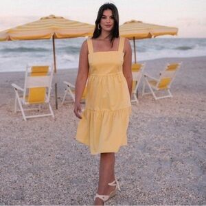 GAL MEETS GLAM Desiree Tiered Bottom Yellow Dress Size 00